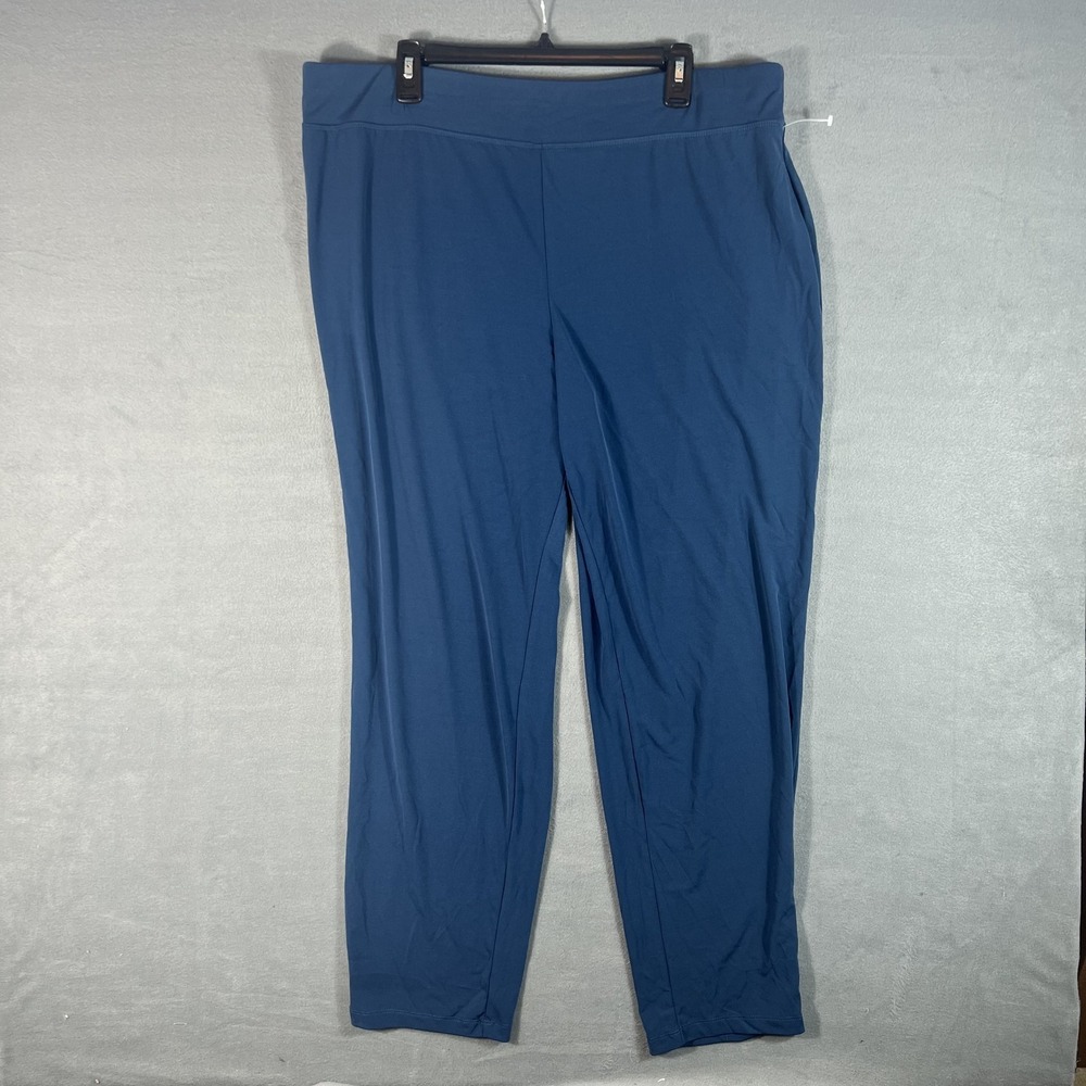 Susan Graver Modern Essentials Women's Blue Pull-On Pants Size XL Relaxed Fit